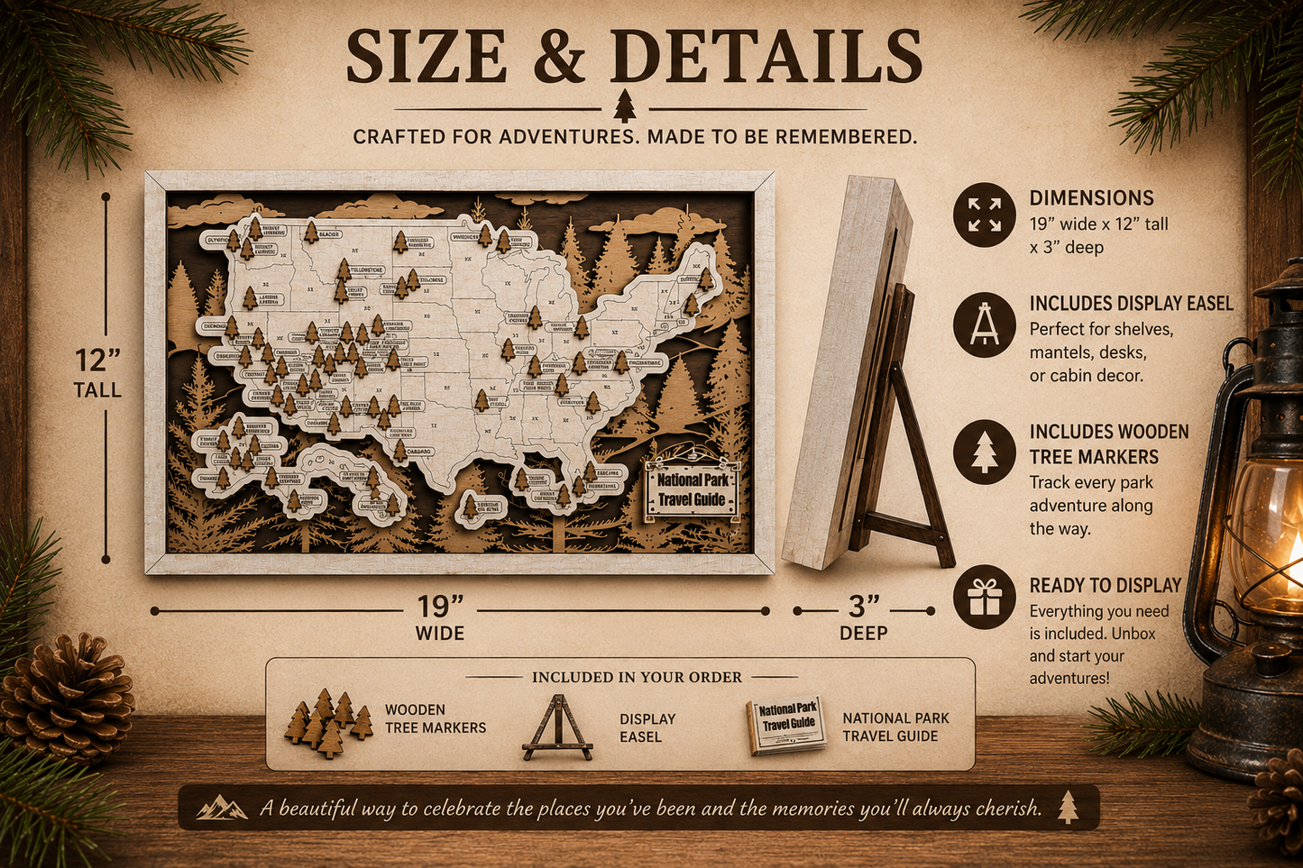 Personalized National Park Map Tracker – Wooden USA Travel Map Keepsake for Adventure Lovers