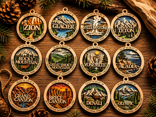 Personalized National Park Ornament – Handmade Wooden Travel Keepsake Gift for Adventure Lovers