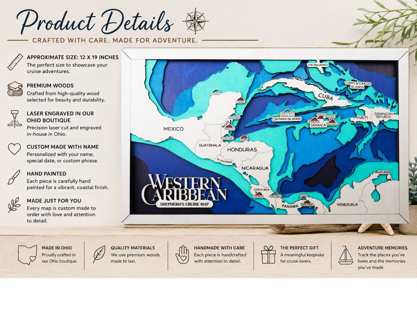 Personalized Western Caribbean Cruise Map – Cruise Port Tracker Decor