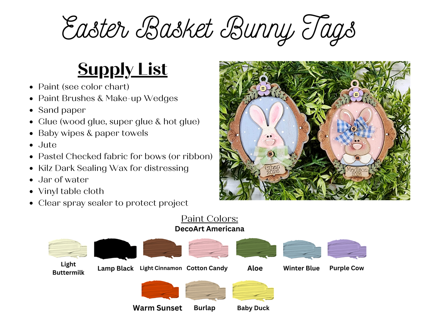 Easter Basket Tags – DIY Paint Your Own MDF | 5" x 4"