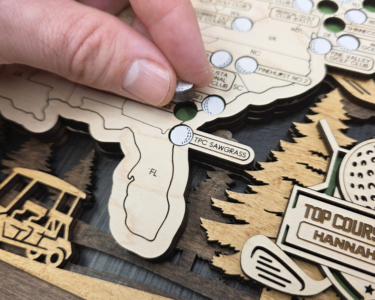 Wooden Golf Course Tracker Map – Top 50 US Bucket List