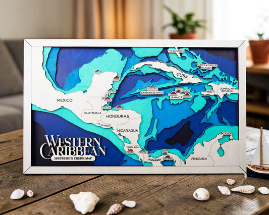 Personalized Western Caribbean Cruise Map – Cruise Port Tracker Decor