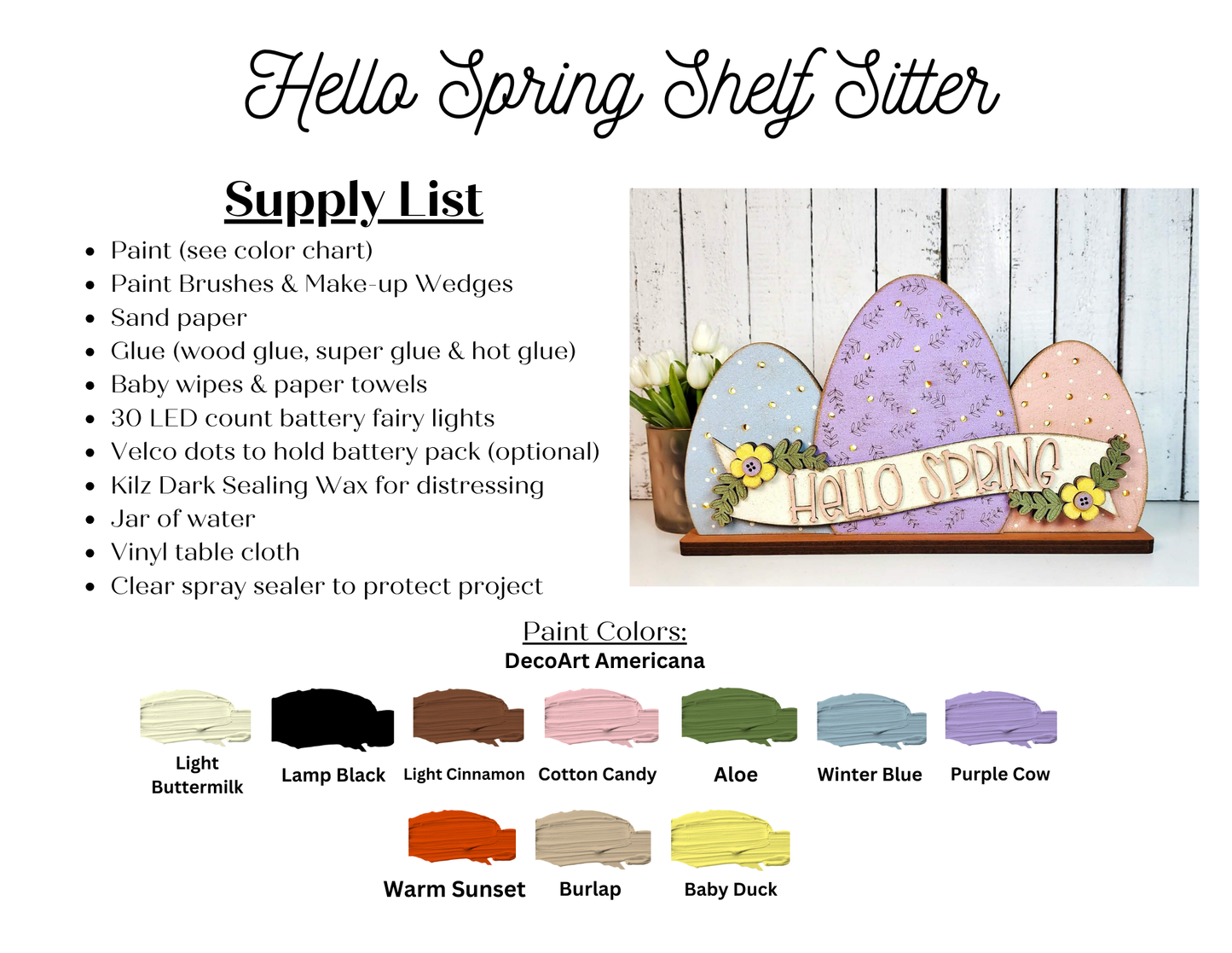 Happy Easter Shelf Sitter – DIY Paint Your Own MDF | 11" x 7" Easter Decor