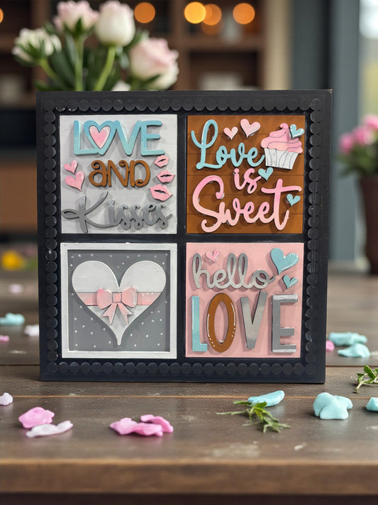 Farmhouse Interchangeable Shelf Sitter Frame with Valentine Squares