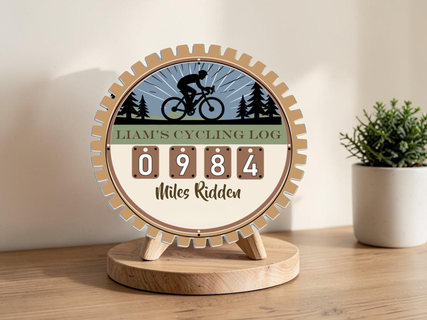 Personalized Bike Miles Tracker Sign – Custom Cycling Log with Interchangeable Mileage Numbers