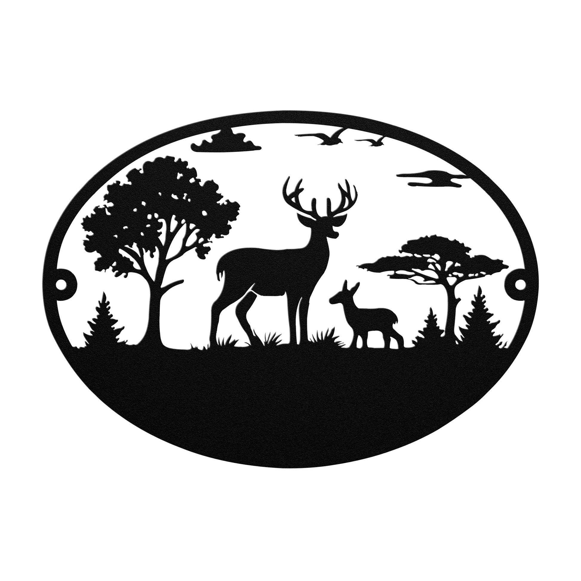 Personalized_Family_Deer_Oval_Metal_Sign_Black_Transparent_Mockup.png