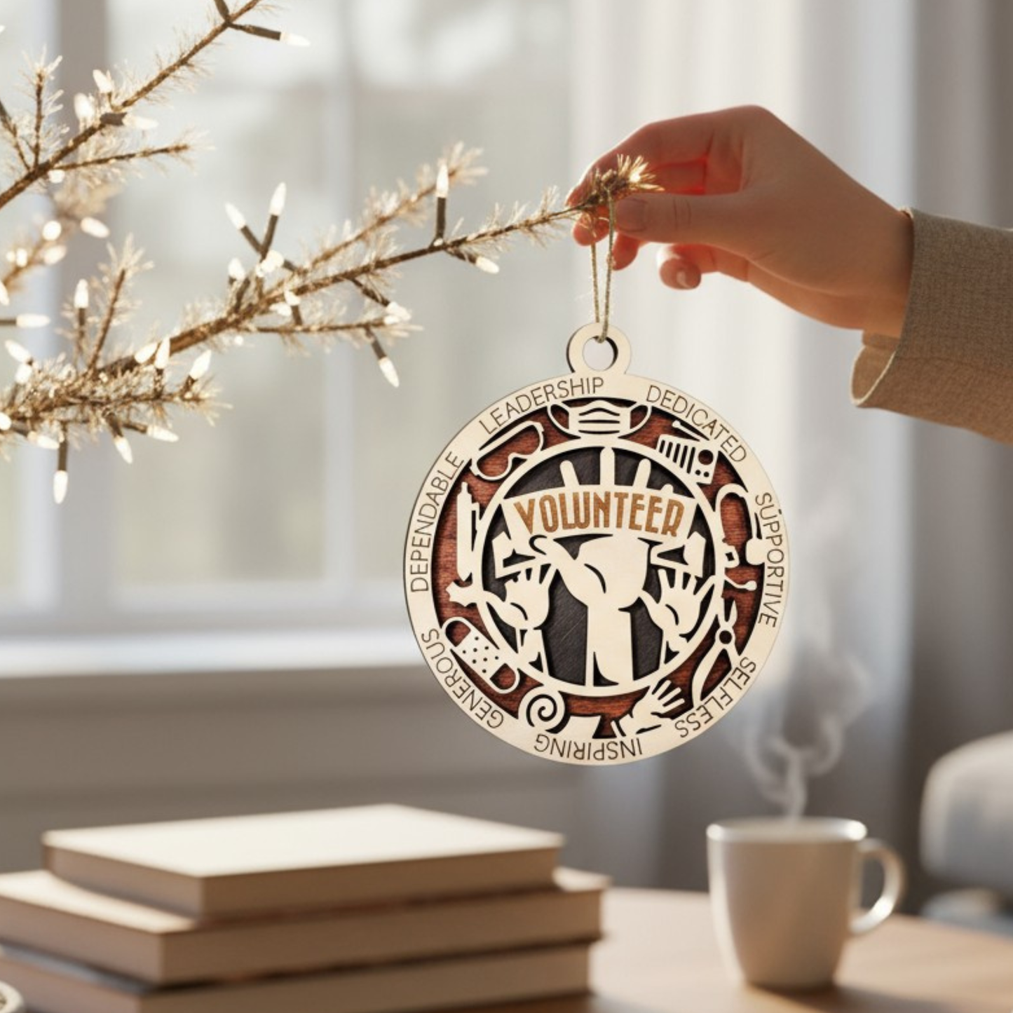 Volunteer Christmas Ornament – Personalized or Non-Personalized Wooden Holiday Gift
