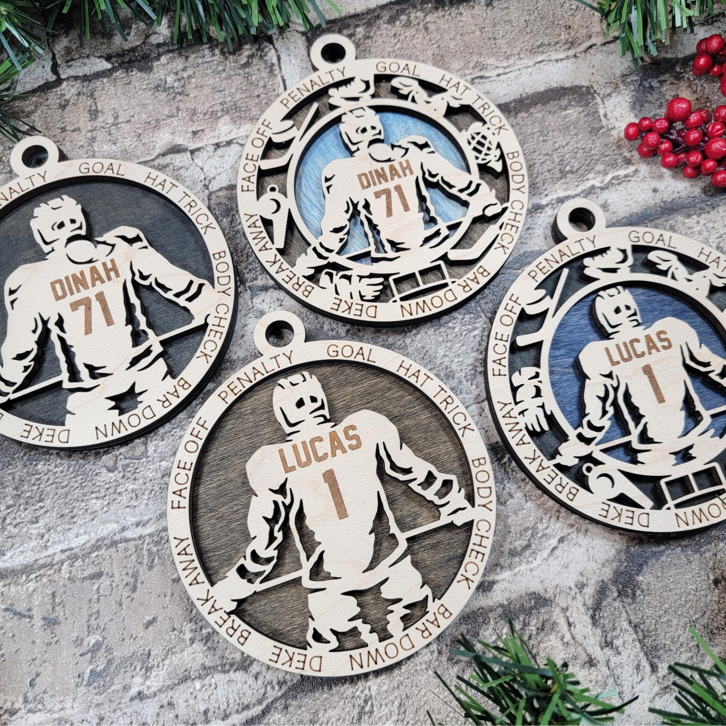 Personalized Hockey Christmas Ornament – Custom Player or Team Name