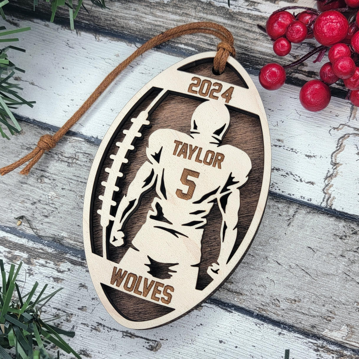 Personalized Football Ornament – Custom Player or Team Name