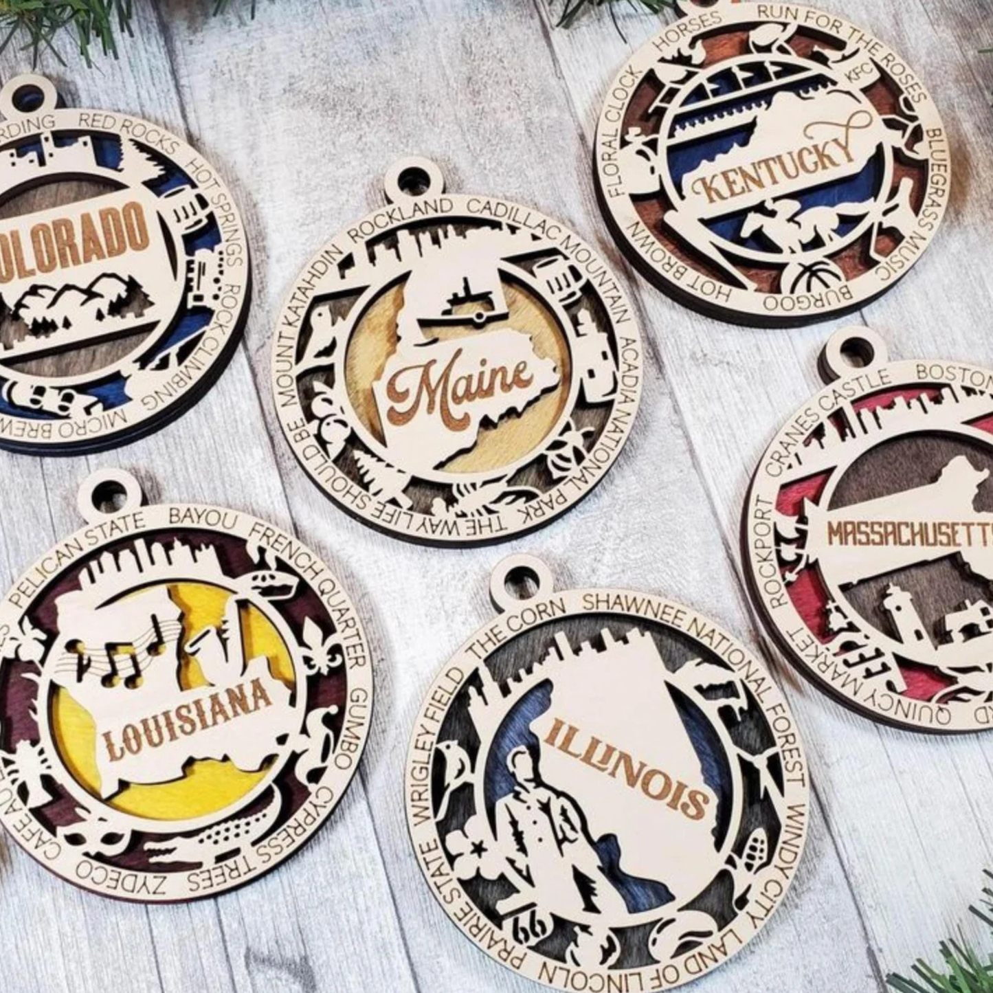 United States State Christmas Ornament – Personalized Wooden Travel Keepsake