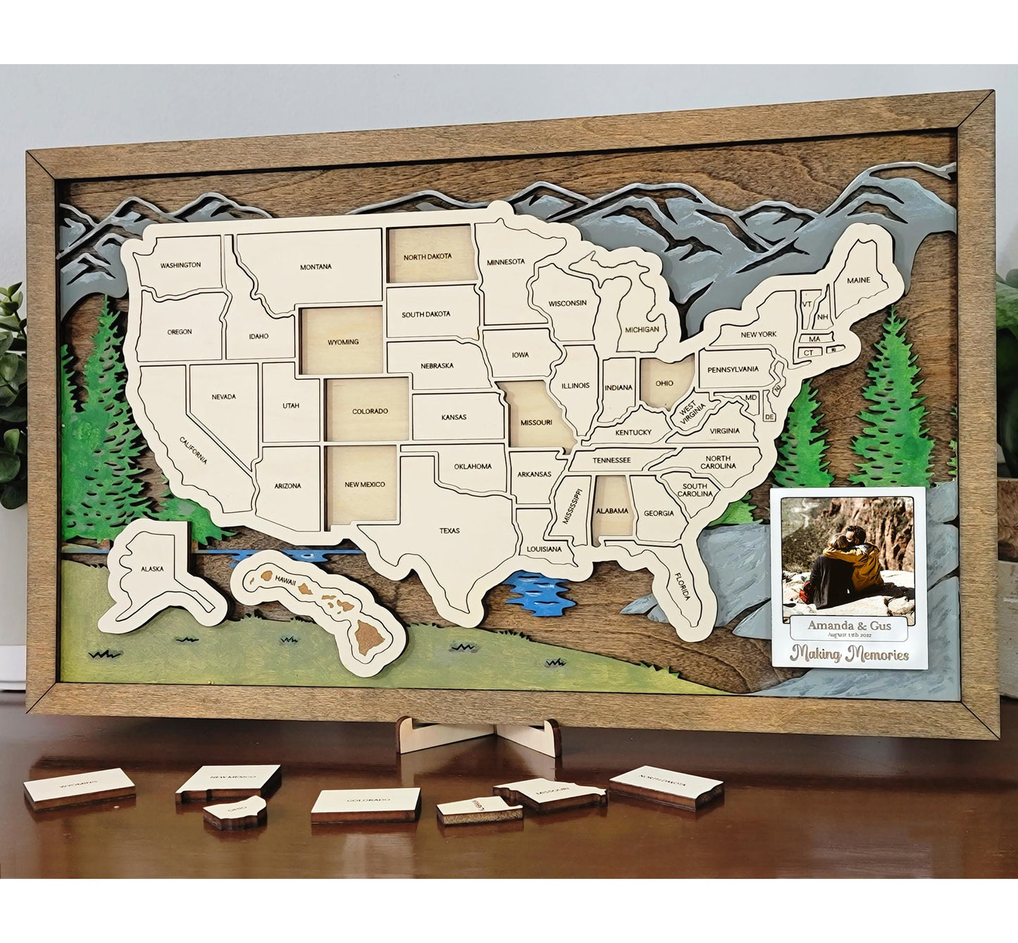 50 States Travel Map – Personalized Wooden USA Road Trip Gift