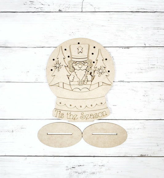 Nutcracker Snow Globe Ornament – DIY Paint Your Own MDF | 6" x 7" Christmas Decor