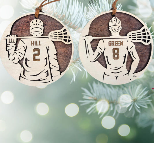 Personalized Lacrosse Ornament – Custom Engraved Gift