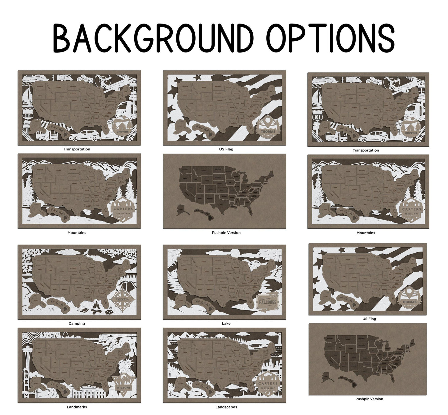 50 States Travel Map – Personalized Wooden USA Road Trip Gift