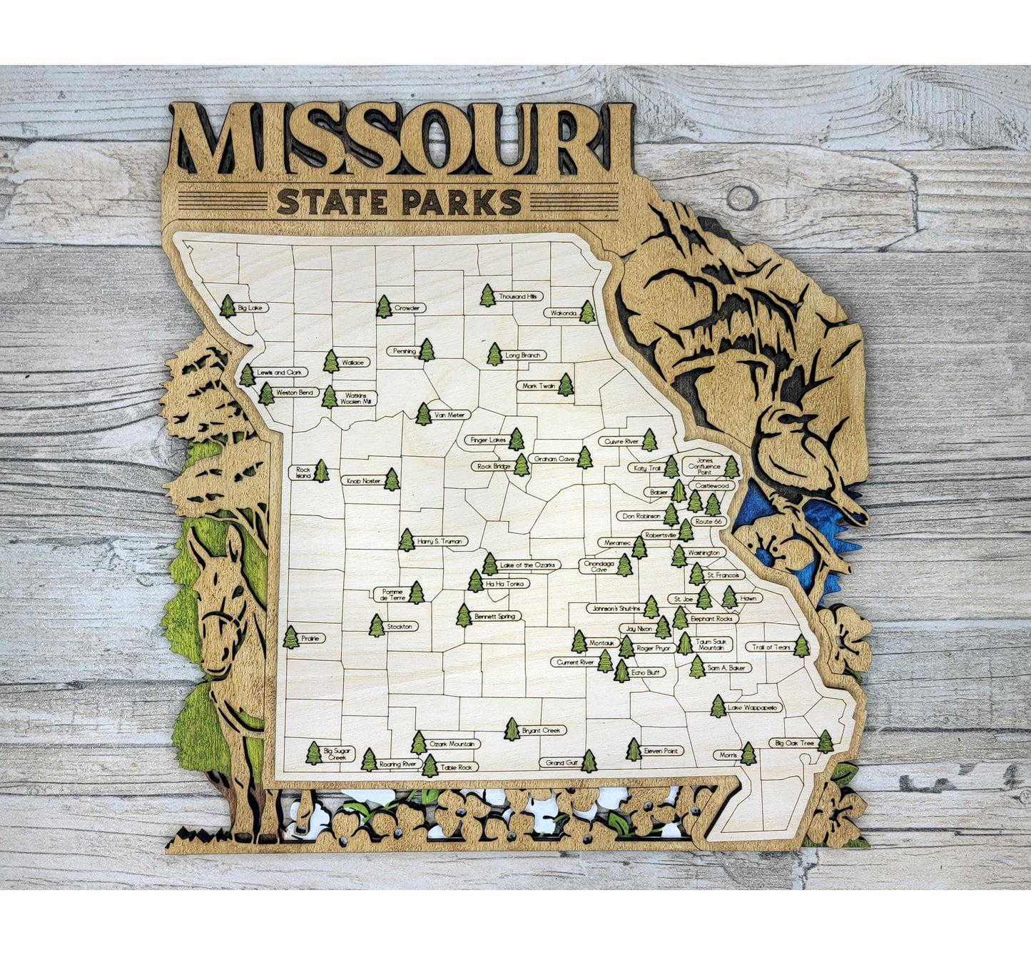 Personalized Missouri State Parks Map Tracker – Custom Name Wooden Travel Keepsake