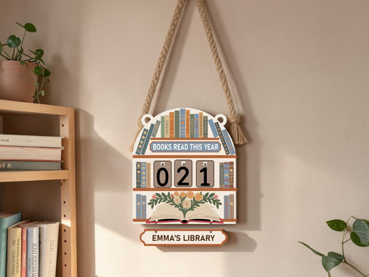 Personalized Books Read Tracker Sign – Custom Reading Tracker Decor with Interchangeable Numbers
