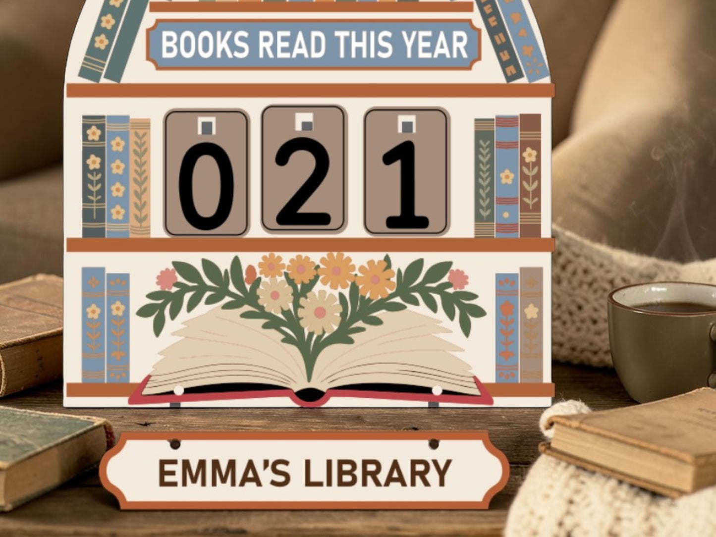 Personalized Books Read Tracker Sign – Custom Reading Tracker Decor with Interchangeable Numbers