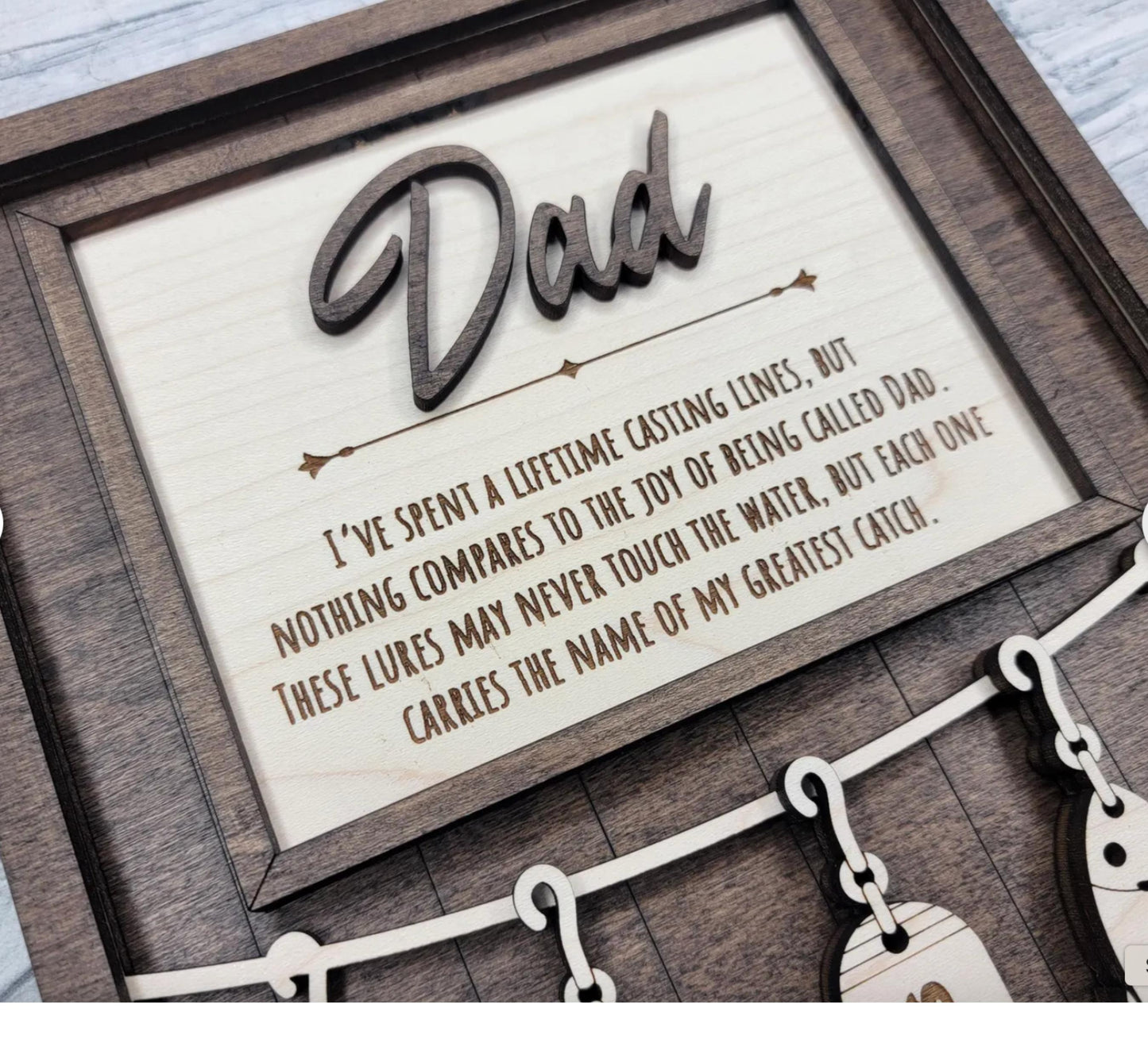 Personalized Fishing Dad Plaque – Custom Kids Name Sign for Dad or Grandpa | Handmade Wood Wall Decor | Fisherman Gift | 7x9