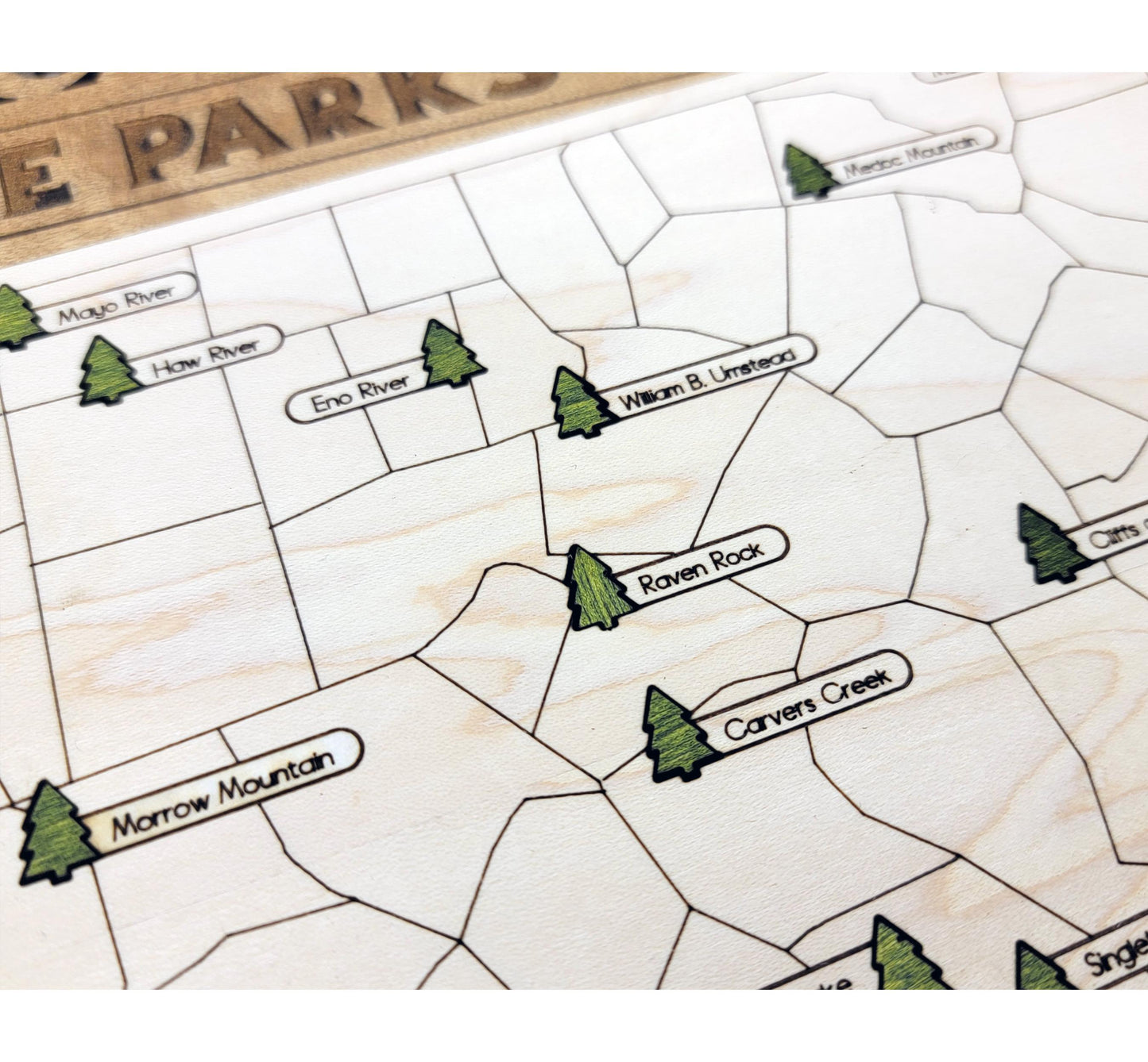 North Carolina State Park Tracker Map – 12x20 Engraved Wood Wall Art | Personalized Adventure Gift, Handmade in Ohio