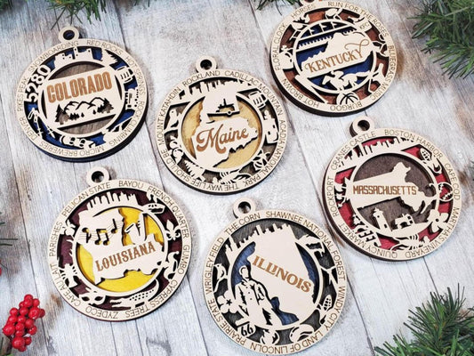 United States State Christmas Ornament – Personalized Wooden Travel Keepsake