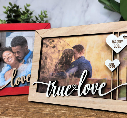 Custom Engraved Wooden Love Photo Frame – Valentine’s Day & Anniversary Gift, Personalized Laser Cut Frame