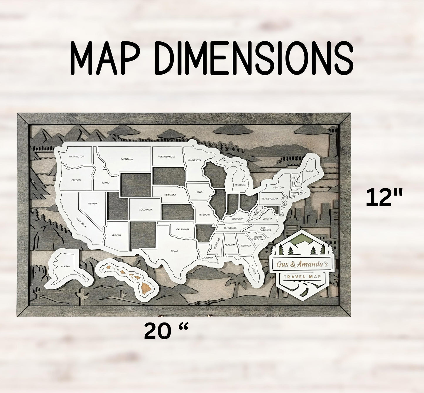 50 States Travel Map – Personalized Wooden USA Road Trip Gift