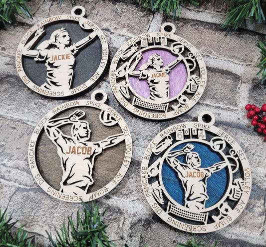 Personalized Volleyball Ornament – Custom 4" Laser Engraved Wooden Keepsake for Players, Coaches & Fans