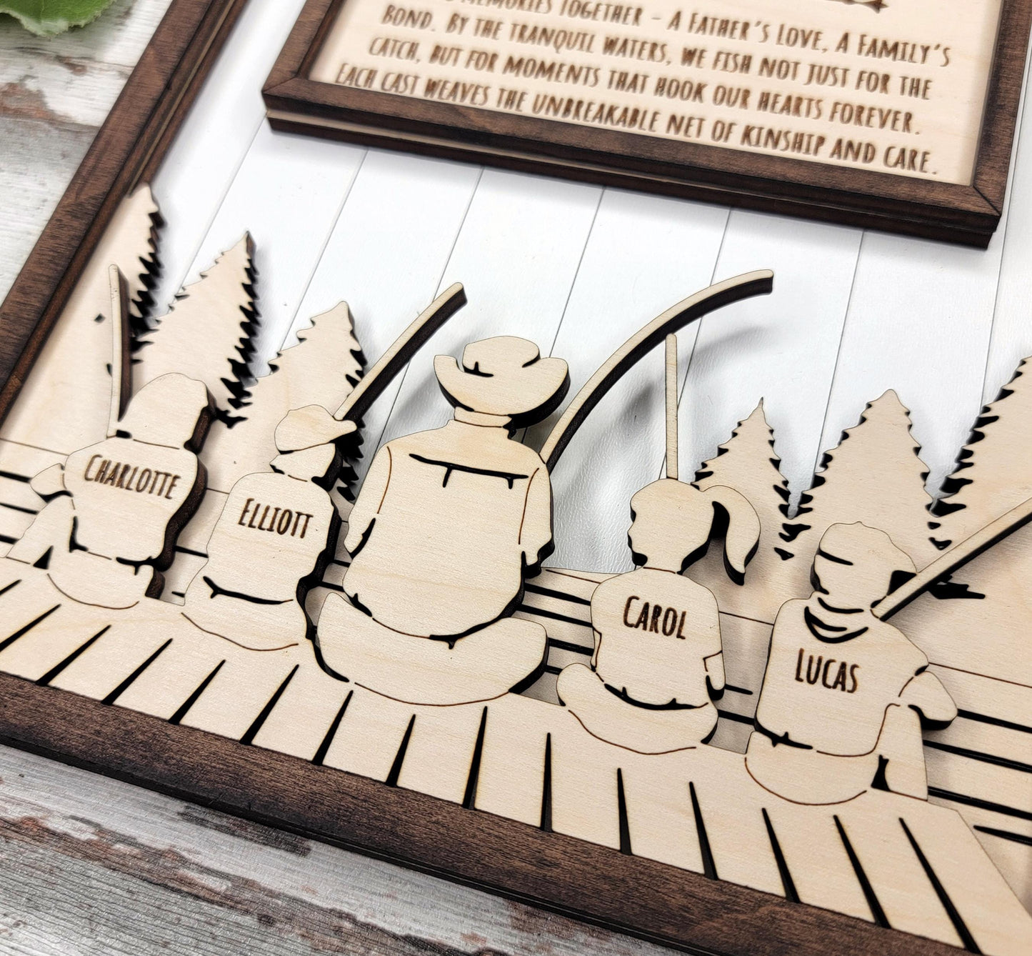 Personalized Fishing Dad Plaque – Custom Kids Name Sign for Dad or Grandpa | Handmade Wood Wall Decor | Fisherman Gift | 7x9
