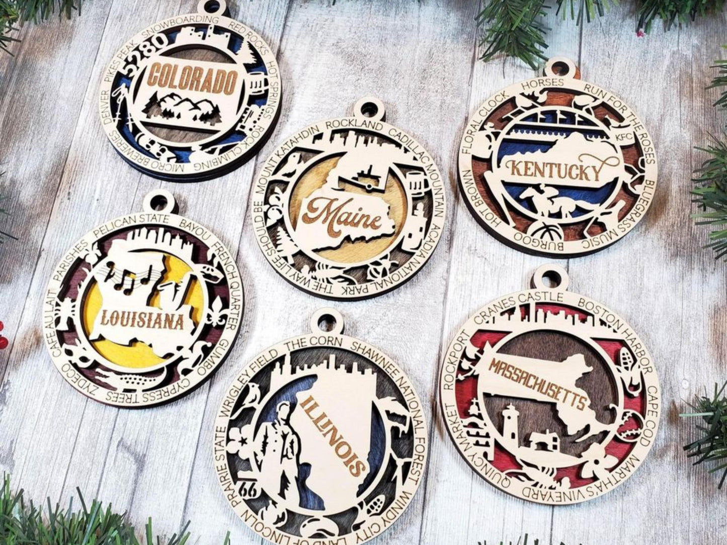 United States State Christmas Ornament – Personalized Wooden Travel Keepsake