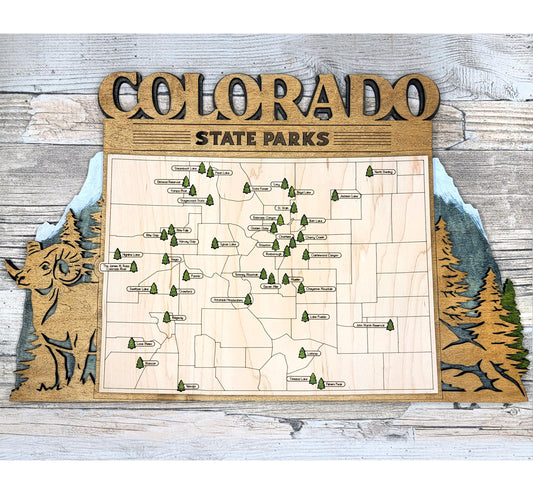 Colorado State Park Tracker Map – 12x20 Laser Engraved Wood Wall Art | Personalized Adventure Gift, Handmade in Ohio