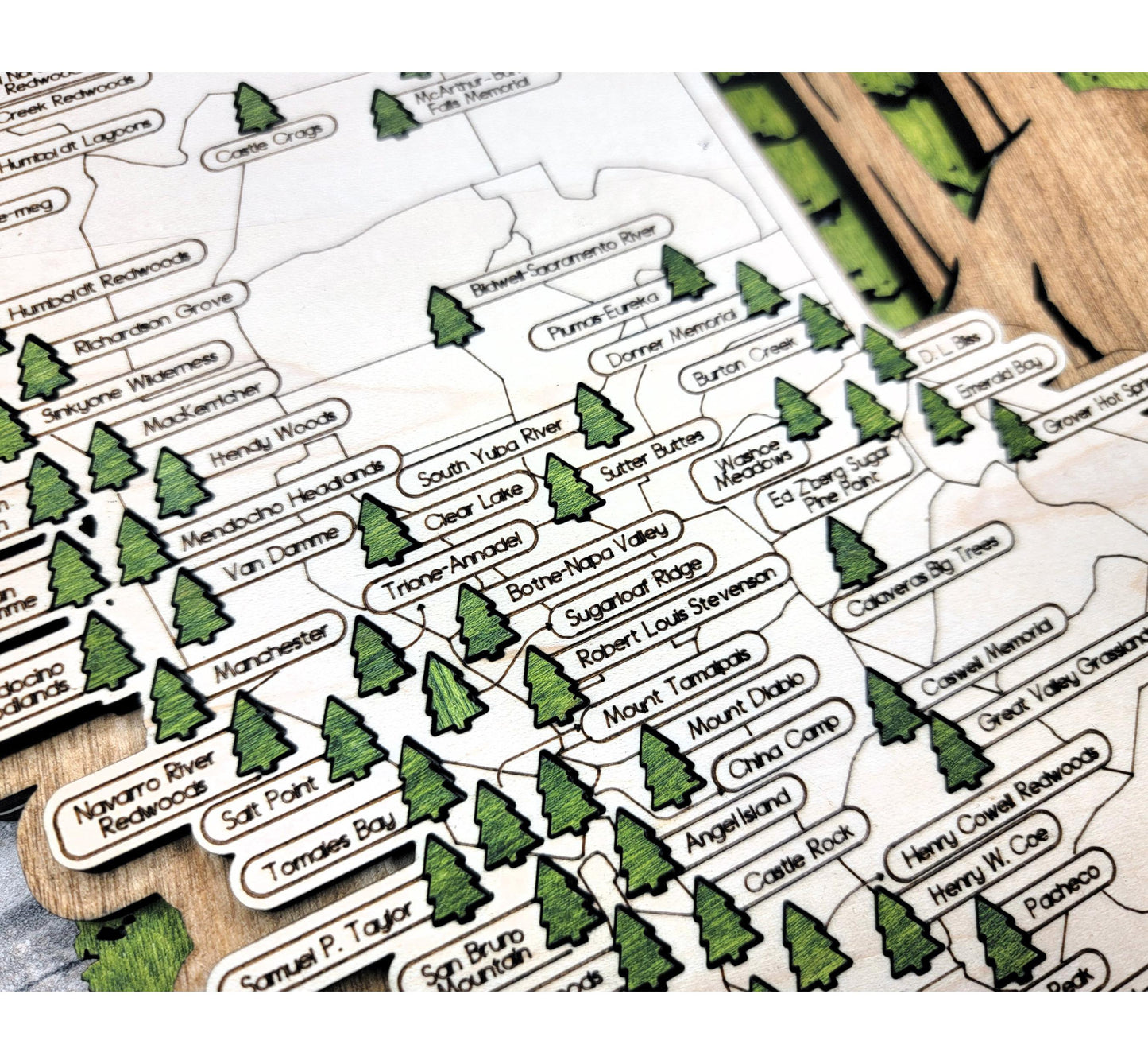 California State Park Tracker Map – 12x20 Engraved Wood Wall Art | Personalized Gift for Nature Lovers, Handmade in Ohio