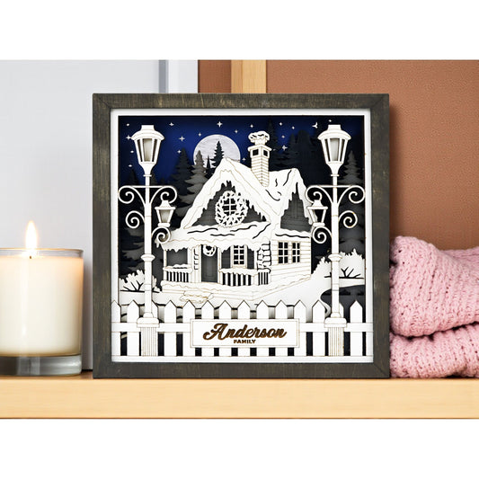 Personalized Family Home Shelf Sitter  – 3D Laser Cut & Engraved Wooden Sign
