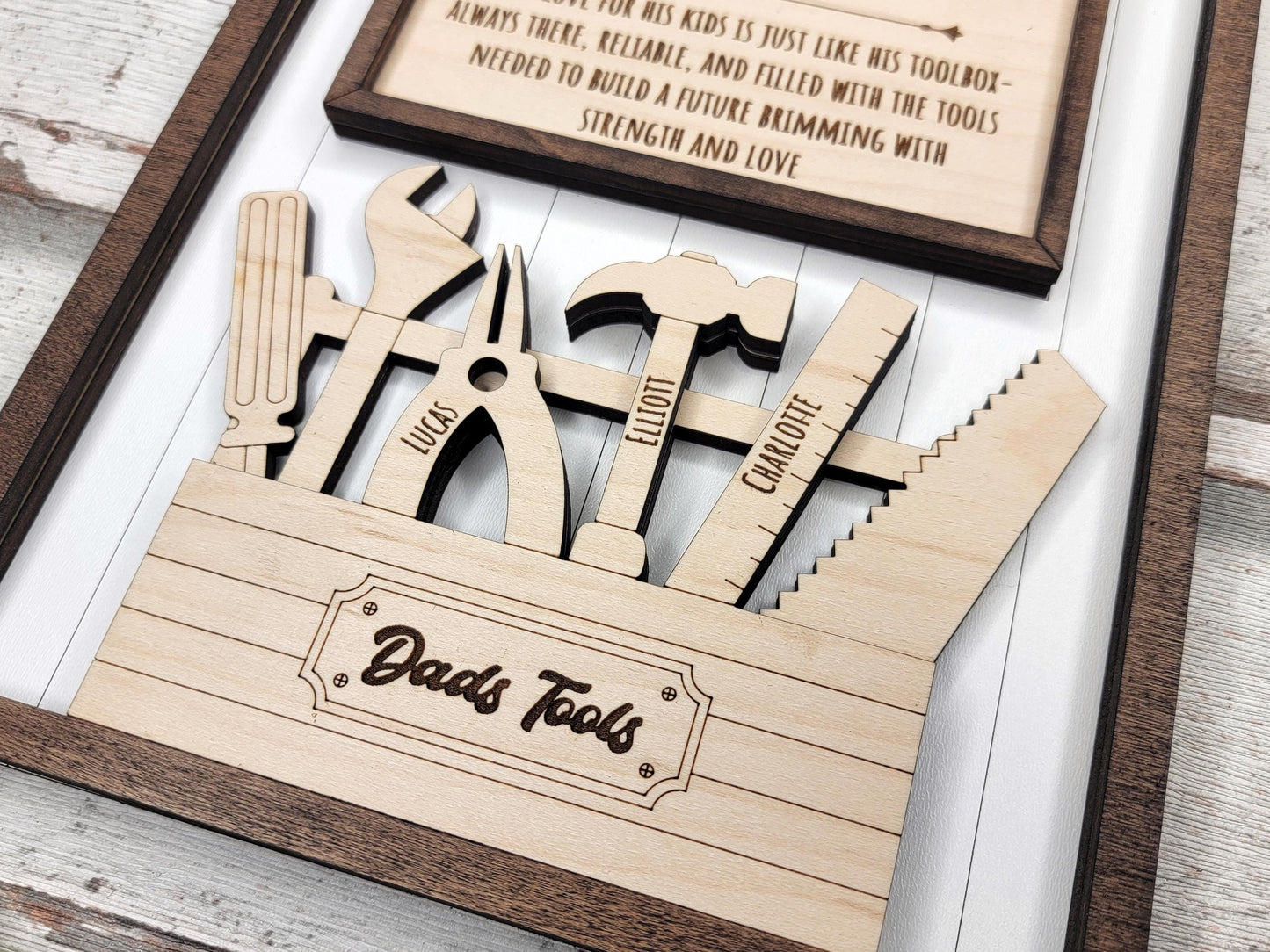 Personalized Handyman Dad Plaque – Custom Kids Name Sign with Tool Design | Gift for Handy Dad or Grandpa | Handmade Wood Shop Decor | 7x9