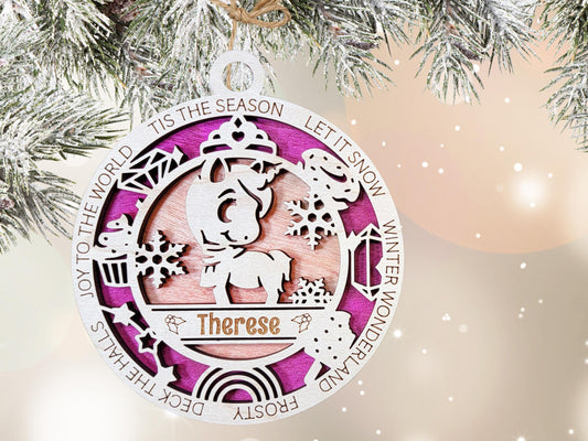 Unicorn Ornament – Personalized Wooden Christmas Keepsake