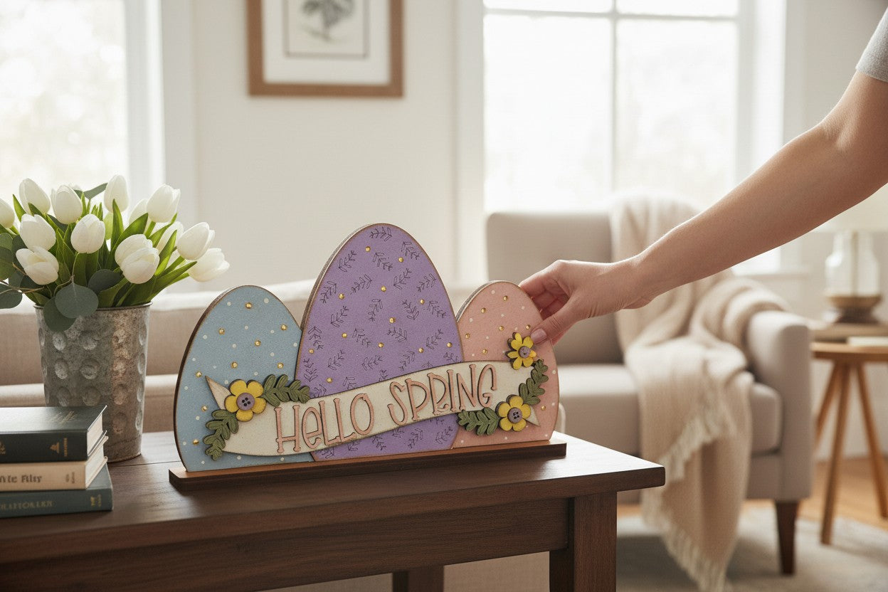 Happy Easter Shelf Sitter – DIY Paint Your Own MDF | 11" x 7" Easter Decor