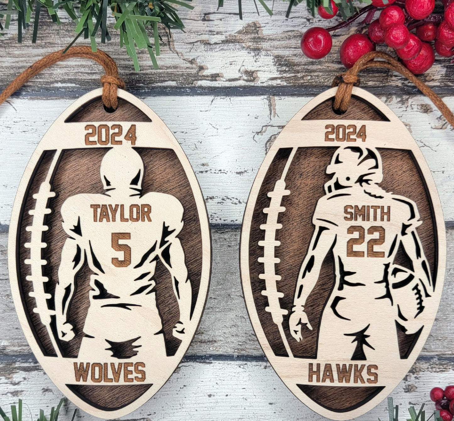 Personalized Football Ornament: Laser Engraved Keepsake Gift