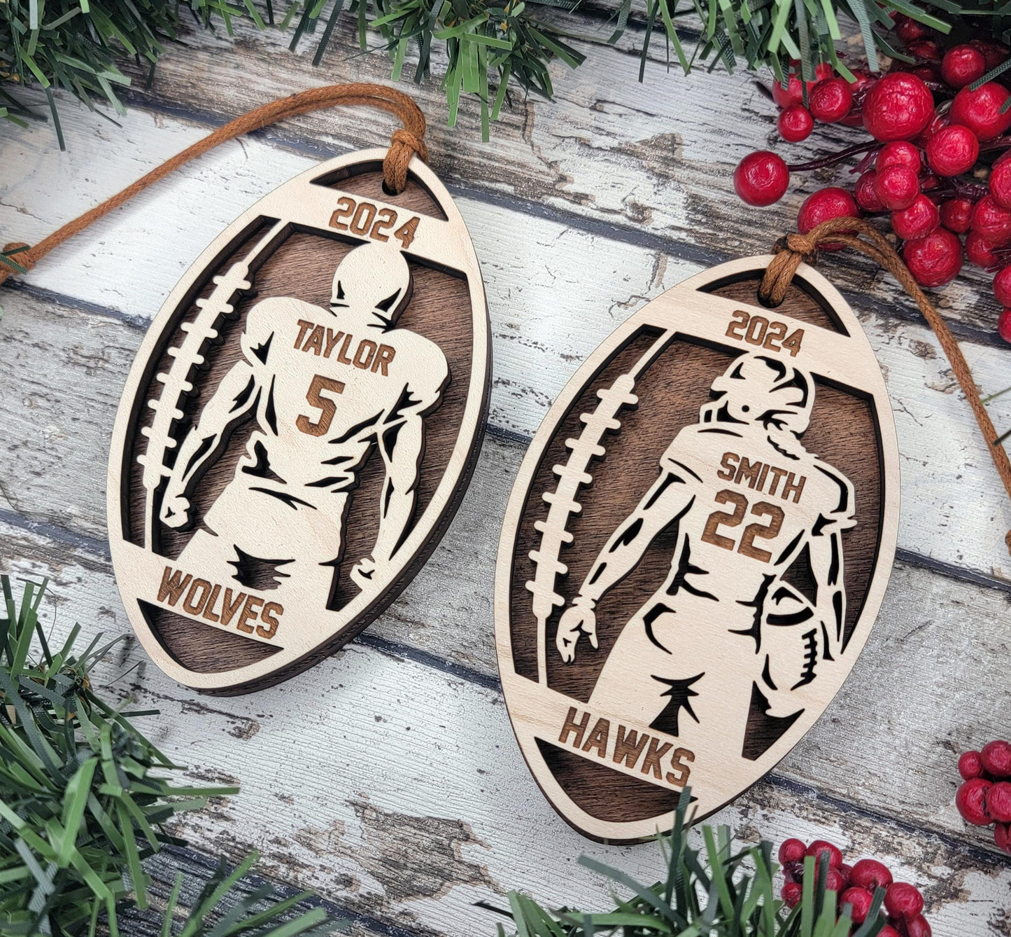 Personalized Football Ornament: Laser Engraved Keepsake Gift