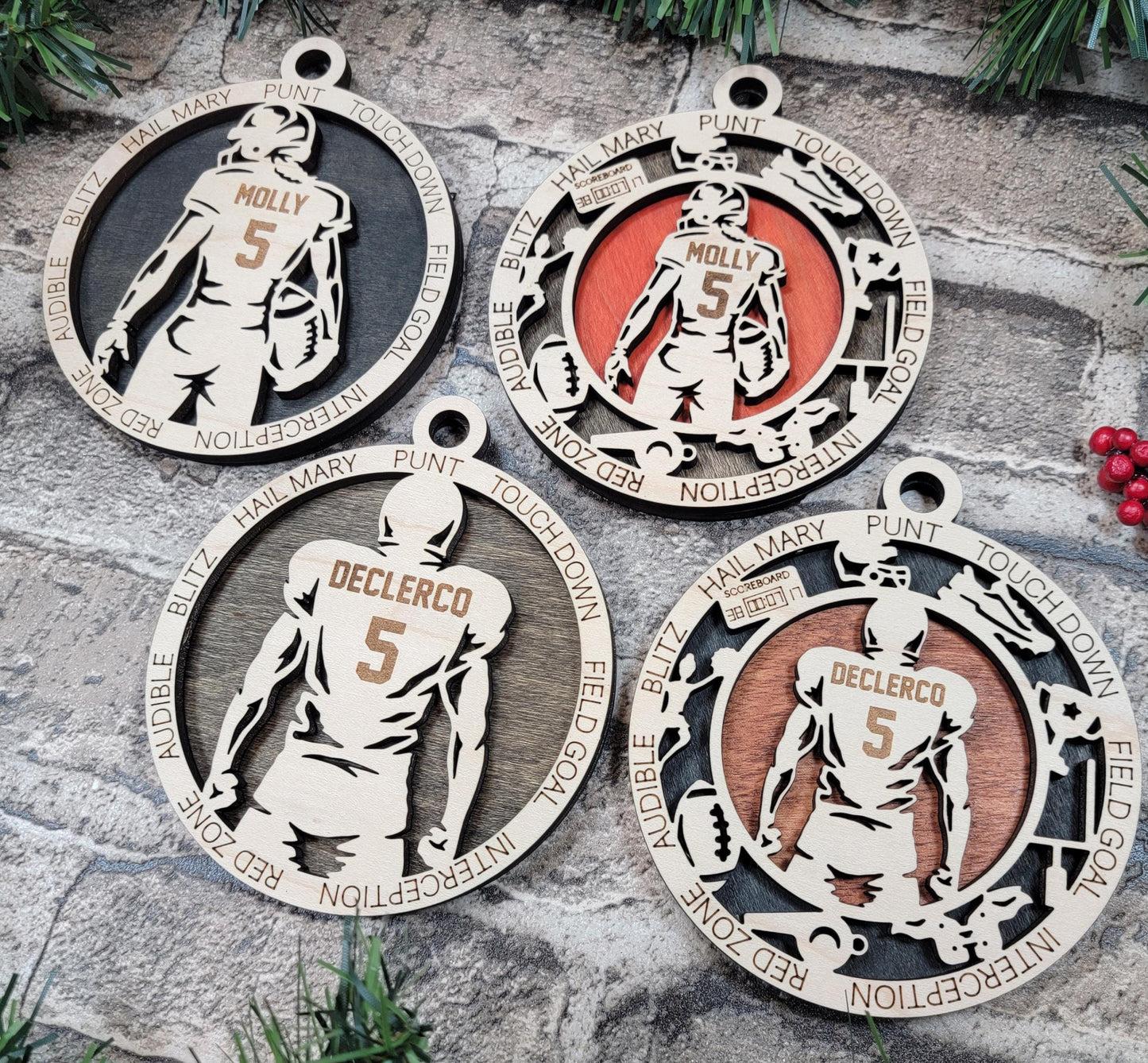 Personalized Football Ornament – Custom Sports Christmas Keepsake with Name and Year