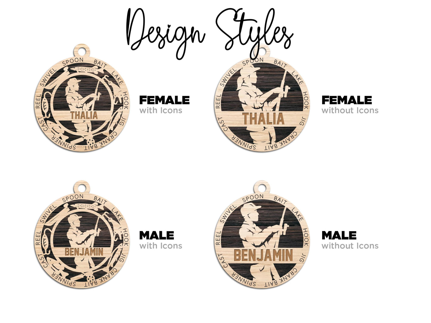 Personalized Fisherman Ornament — Custom Fishing Christmas Ornament — Laser Engraved Gift for Dad