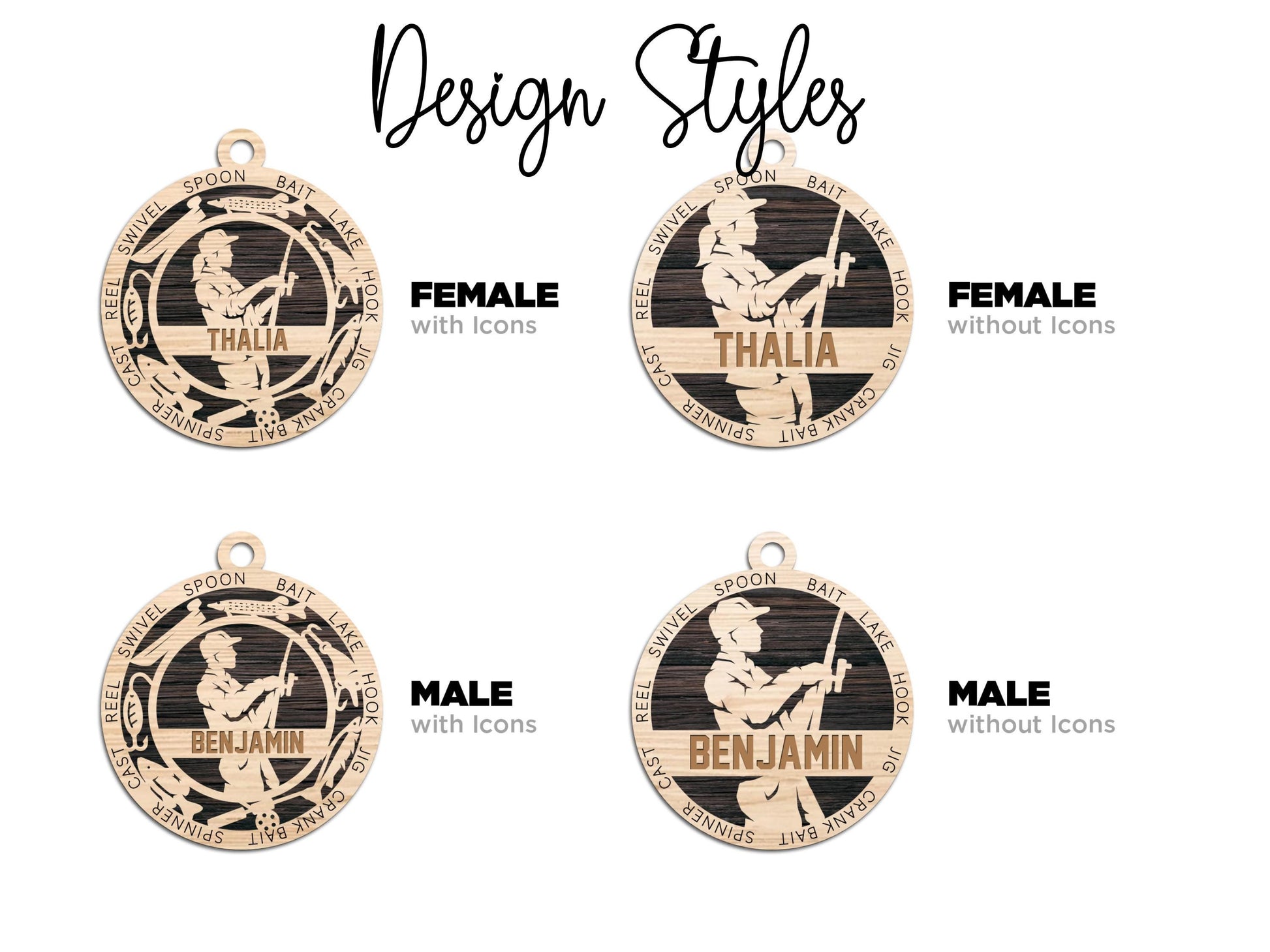 Personalized Fisherman Ornament — Custom Fishing Christmas Ornament — Laser Engraved Gift for Dad