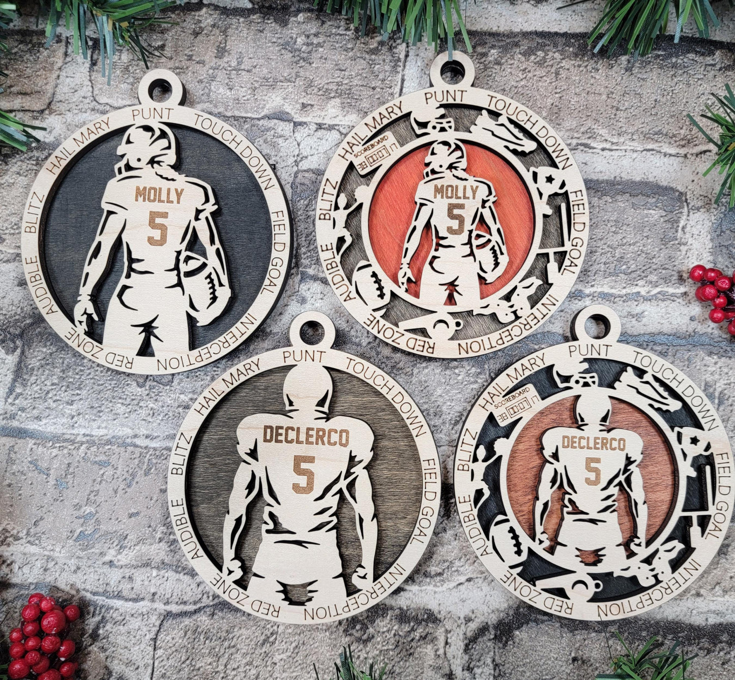 Personalized Football Ornament – Custom Sports Christmas Keepsake with Name and Year