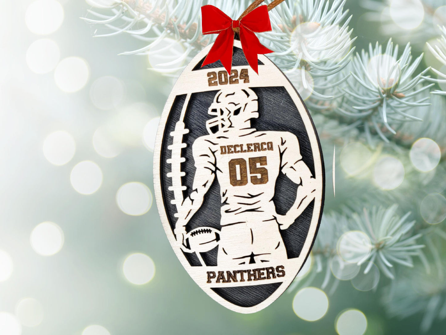 Personalized Football Ornament, Custom Football Player Christmas Ornament, Kids Football Gift, Boy Football Keepsake, Team Coach Gift