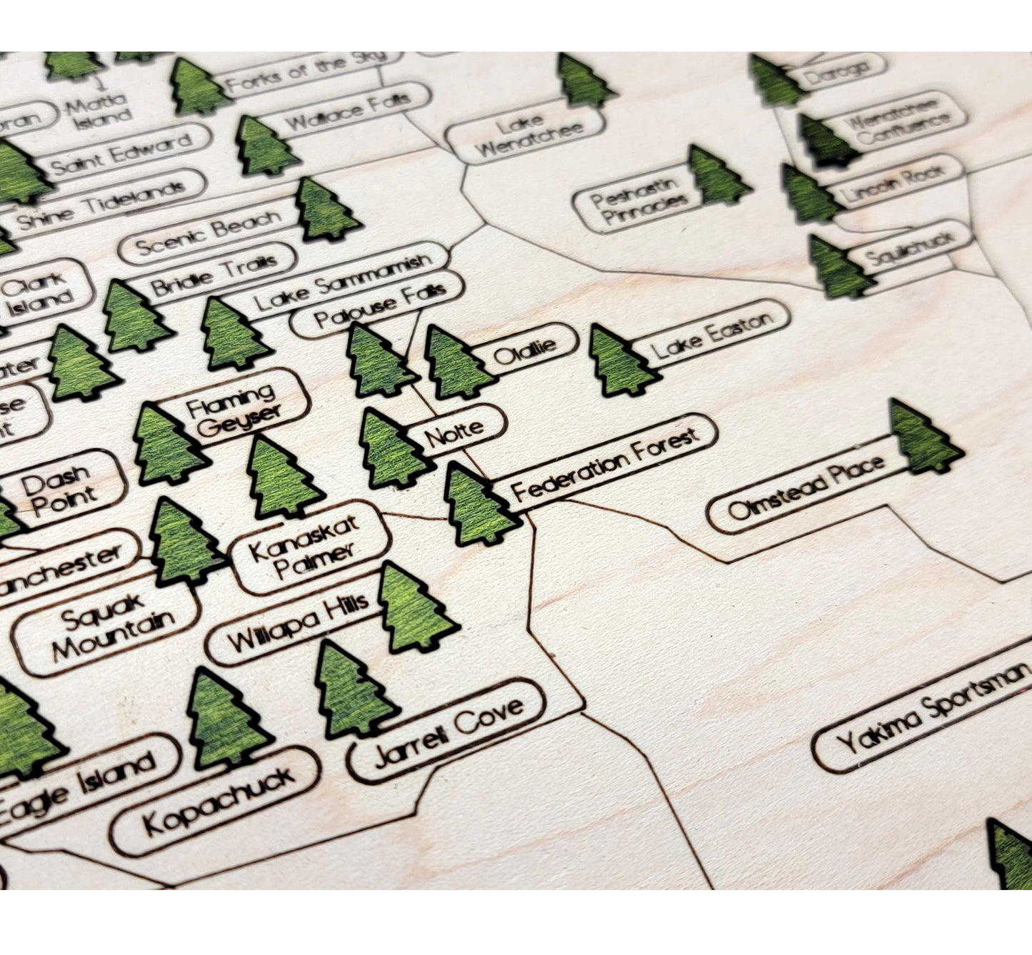Washington State Park travel map, engraved wooden wall art, rustic adventure decor gift