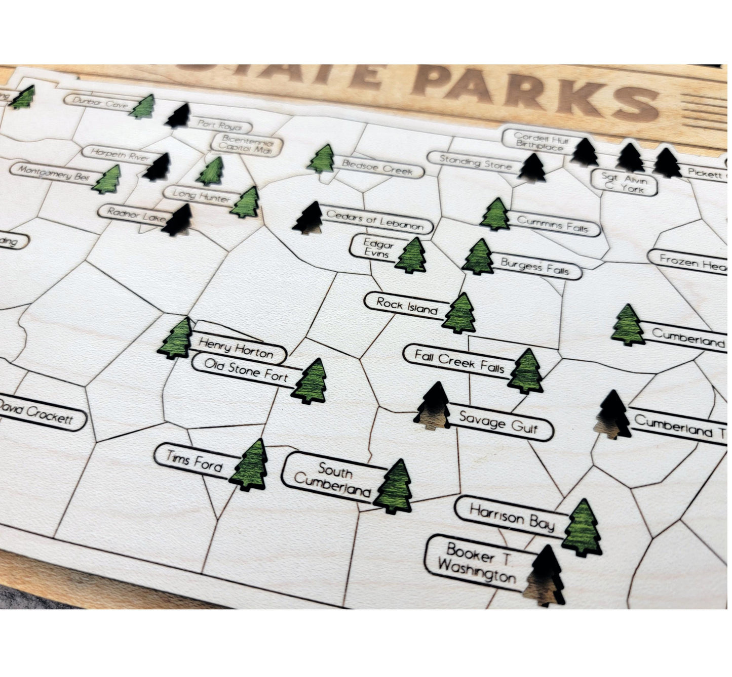 Personalized Tennessee State Parks Map | Tennessee Adventure Tracker | Layered Wood Travel Keepsake | Hiking & Camping Gift