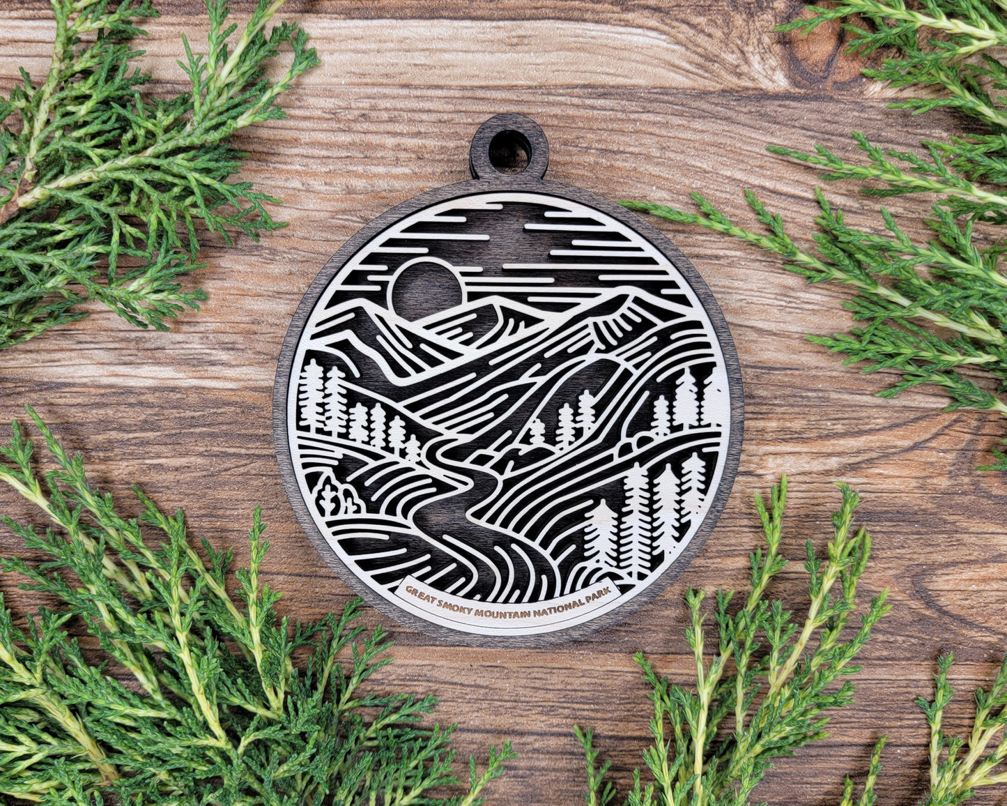 National Park Ornament – Nature Christmas Ornament – Engraved Wood Outdoor Hiking Camping Decoration