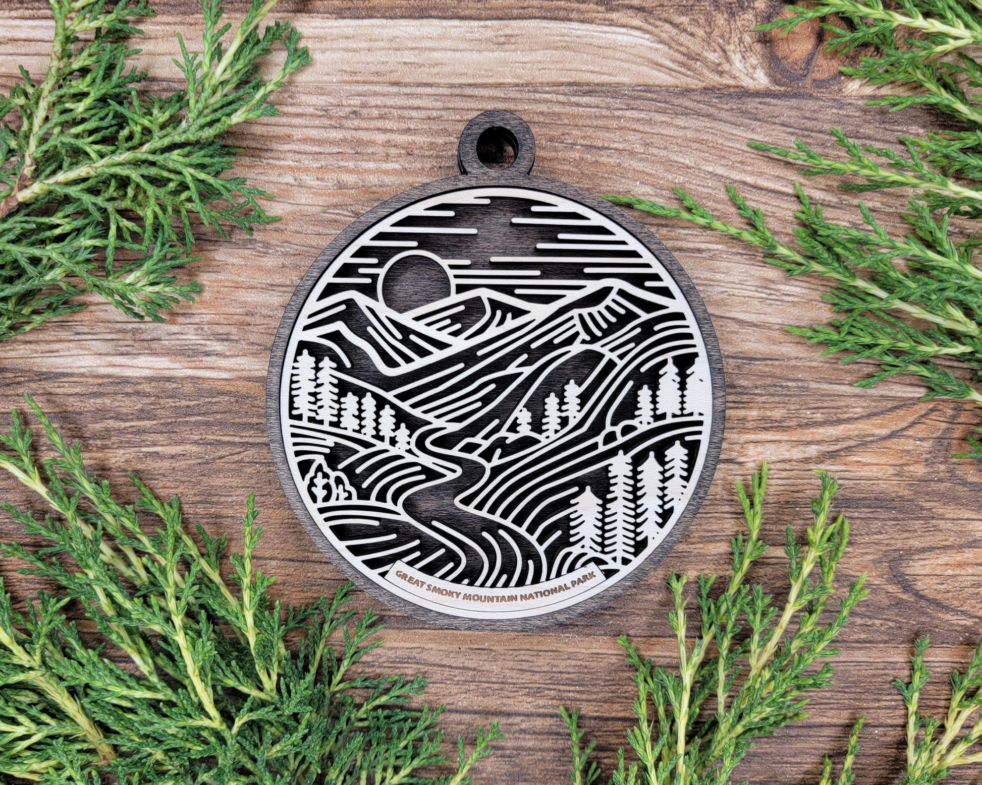 National Park Ornament – Nature Christmas Ornament – Engraved Wood Outdoor Hiking Camping Decoration