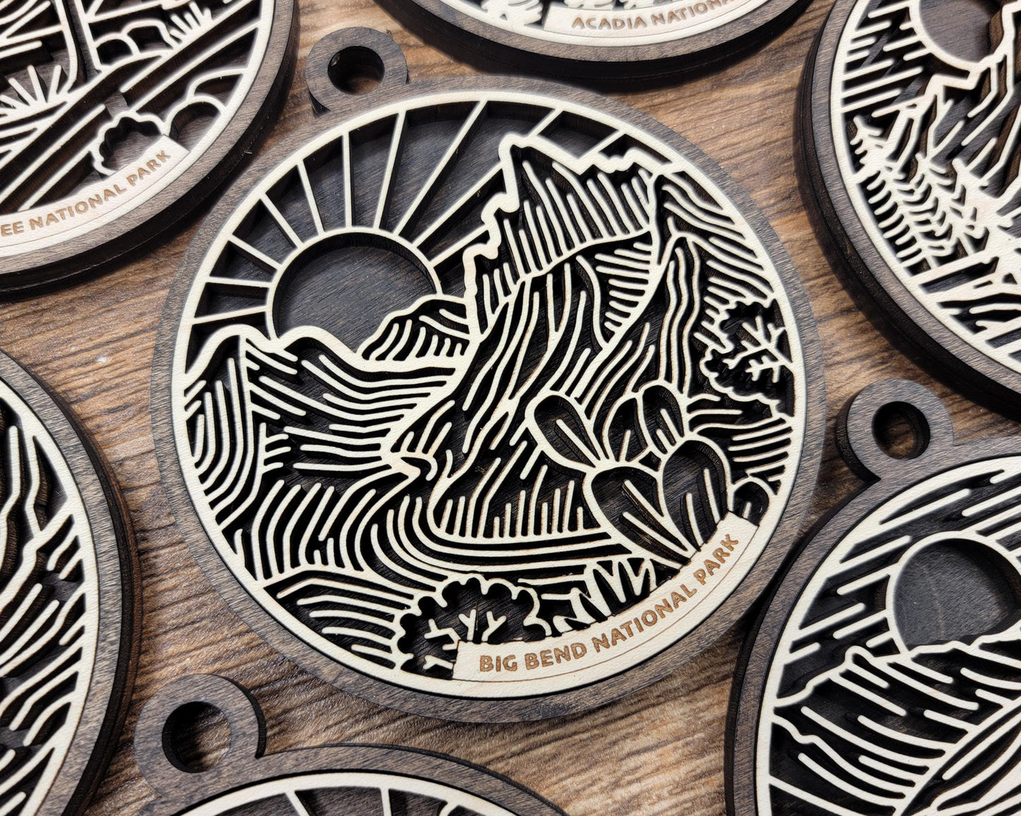 National Park Ornament – Nature Christmas Ornament – Engraved Wood Outdoor Hiking Camping Decoration