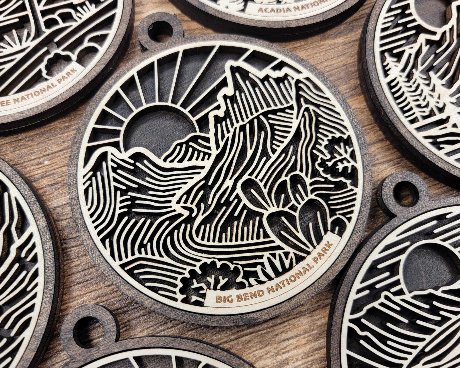 National Park Ornament – Nature Christmas Ornament – Engraved Wood Outdoor Hiking Camping Decoration
