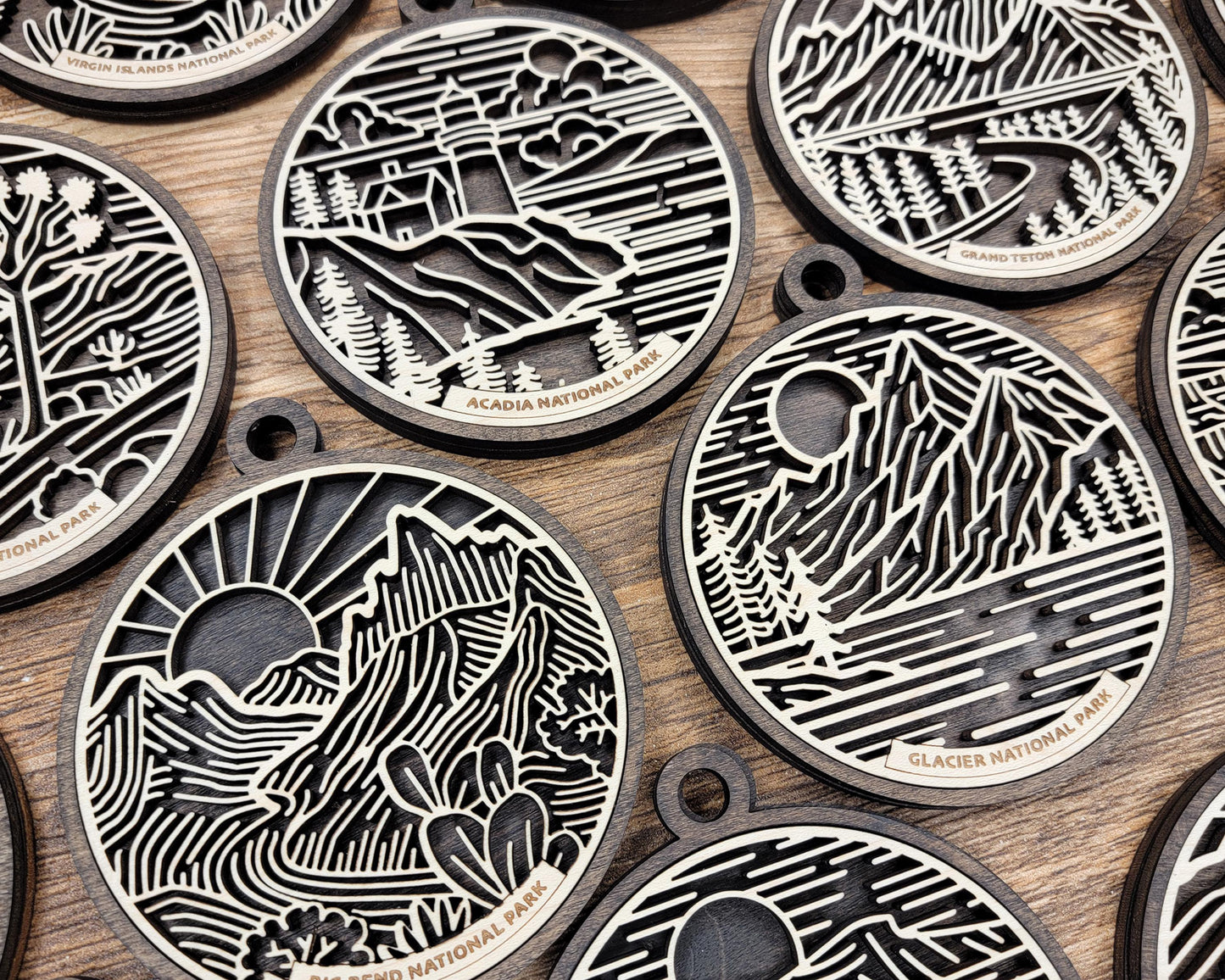 National Park Ornament – Nature Christmas Ornament – Engraved Wood Outdoor Hiking Camping Decoration