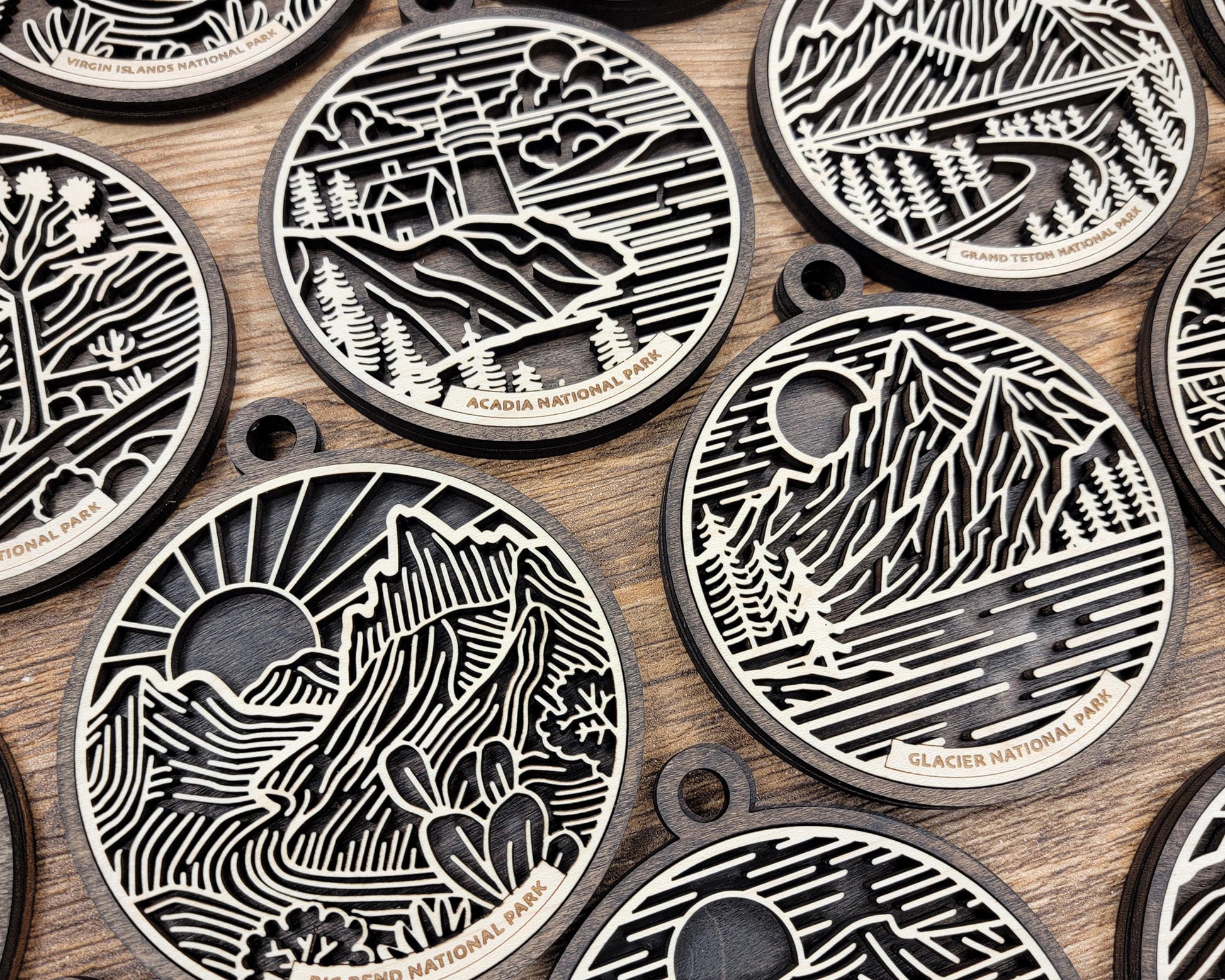 National Park Ornament – Nature Christmas Ornament – Engraved Wood Outdoor Hiking Camping Decoration